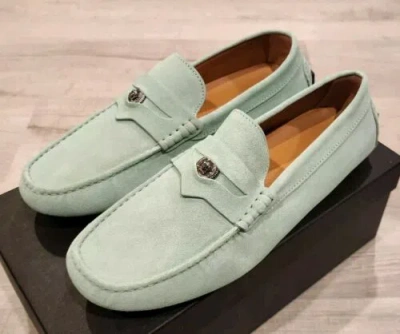 Pre-owned Versace Msrp $775  'medusa' Coin Penny Driving Loafers Mens 11 Us (44 Eur) In Green