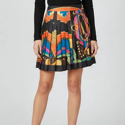 Pre-owned Versace Multicolor Barocco Rodeo Print Silk Pleated Mini Skirt M