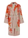 VERSACE MULTICOLOR BATHROBE WITH SEA BAROQUE PATTERN IN TERRY COTTON