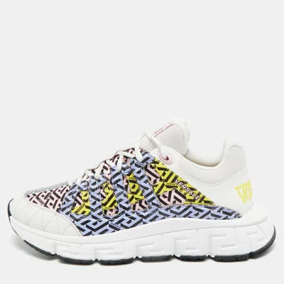 Pre-owned Versace Multicolor Canvas And Leather Trigreca Sneakers Size 46