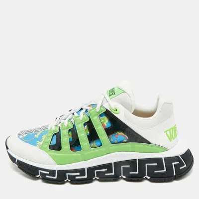 Pre-owned Versace Multicolor Canvas And Leather Trigreca Sneakers Size 46