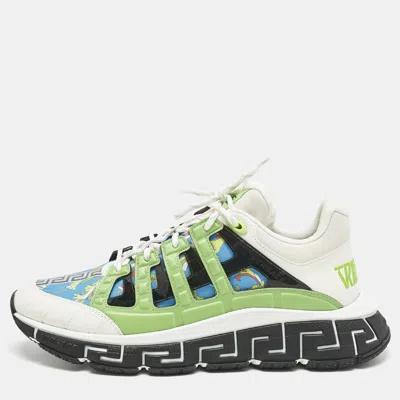 Pre-owned Versace Multicolor Canvas And Leather Trigreca Sneakers Size 46