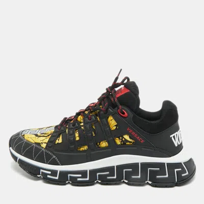 Pre-owned Versace Multicolor Canvas And Leather Trigreca Sneakers Size 46