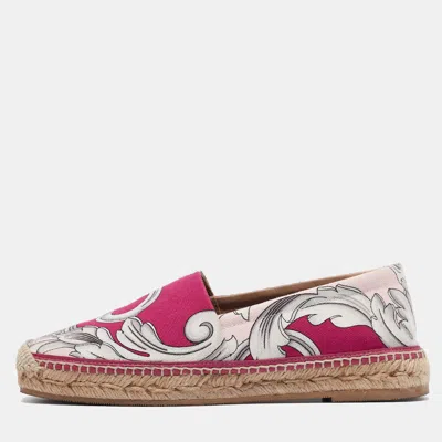 Pre-owned Versace Multicolor Canvas Espadrille Flats Size 37