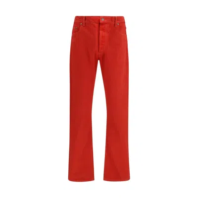 Versace Multicolor Cotton Straight-leg Jeans In Red