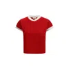 Versace Cotton V Neck Top Short Sleeves Buttons In Red