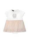 Versace Multicolor Dress For Baby Girl With Floral Swirl In White