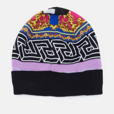 Pre-owned Versace Multicolor Fabric Blend La Greca Beanie