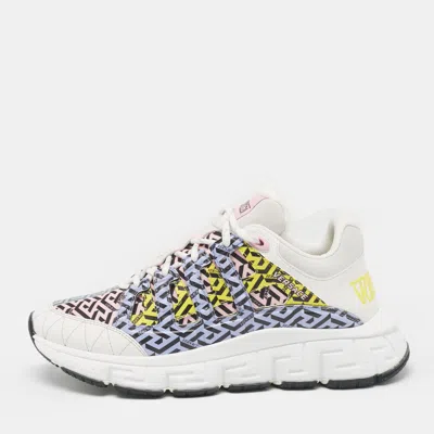 Pre-owned Versace Multicolor Leather And Fabric Trigreca Sneakers Size 41