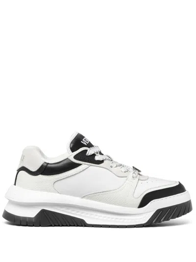 Versace Multicolor Leather Odissea Sneakers In Black