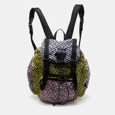 Pre-owned Versace Multicolor Nylon La Medusa La Greca Backpack