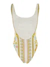 Versace Multicolor One-piece Swimsuit With Underwater Barocco Print And Open Rear In Neutral
