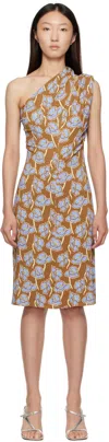Versace One-shoulder Stretch Crepe Jersey Cocktail Dress In Brown