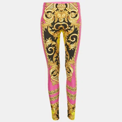 Pre-owned Versace Multicolor Printed Jersey Leggings L