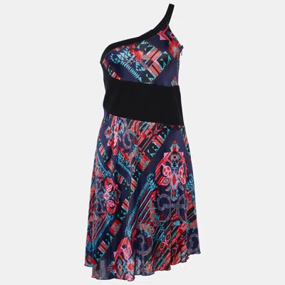 Pre-owned Versace Multicolor Printed Jersey One Shoulder Dress S