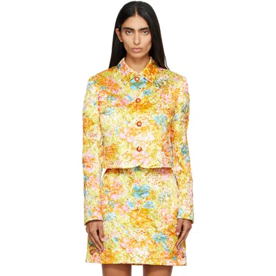 Versace Multicolor Printed Silk Duchesse Jacket