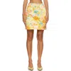 Versace Multicolor Printed Silk Duchesse Miniskirt In Yellow