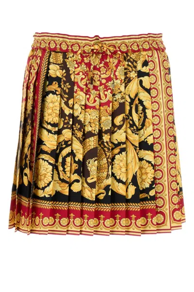 Versace Multicolor Printed Silk Mini Skirt