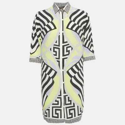 Versace Multicolor Printed Silk Shirt Dress In White