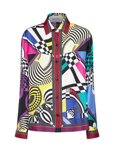 Versace Multicolor Printed Silk Twill Shirt