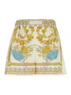 Versace Multicolor Shorts With Elastic Waist And All-over Underwater Barocco Print In Silk Woman