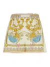Versace Multicolor Shorts With Elastic Waist And All-over Underwater Barocco Print In Silk Woman