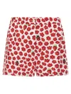 Versace 'floral Ladybug Strawberry' Elastic Waistband Shorts In Multicolor