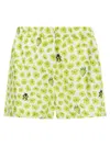 Versace Silk Twill Shorts With Strawberry Garden Print In Green