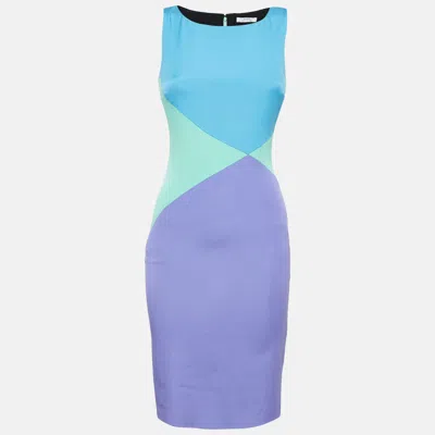 Pre-owned Versace Multicolor Stretch Crepe Sleeveless Sheath Dress S