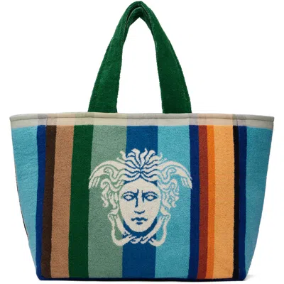 Versace Multicolor Striped Cotton-terry Jacquard Tote