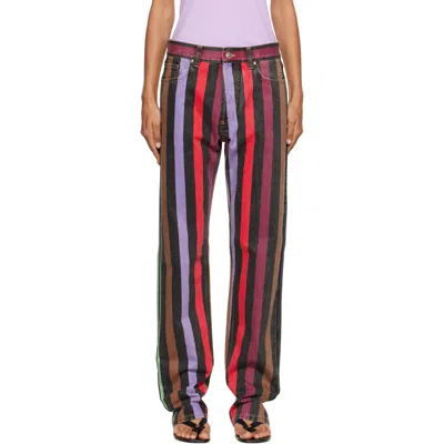 Versace Multicolor Striped Straight Jeans