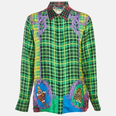 Pre-owned Versace Multicolor Tartan Check 'the Clans' Silk Shirt M