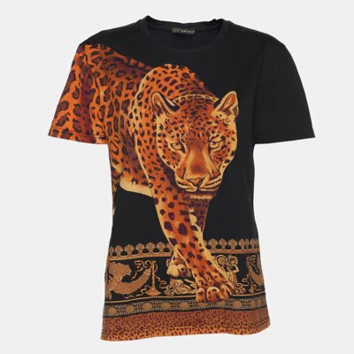 Pre-owned Versace Multicolor Tiger Print Jersey T-shirt S