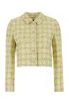 Versace Tweed Blazer With Button Cuffs And Cropped Length In Green