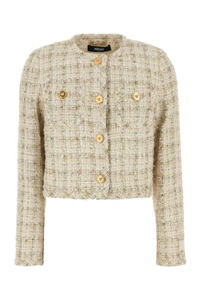 VERSACE MULTICOLOR TWEED CARDIGAN