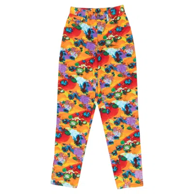Pre-owned Versace Multicolor  Sport Fish Print Tapered Jeans In Orange