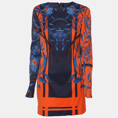 Pre-owned Versace Multicolor Viscose Blend Long Sleeve Mini Dress M