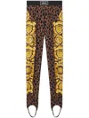 Versace Wild Barocco-print Stirrup Leggings In Brown