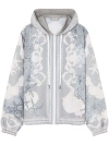 Versace Barocco Sea Hooded Windbreaker Jacket In Grey
