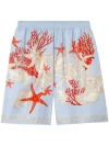 Versace Barocco Sea-print Silk Shorts In Multicolor