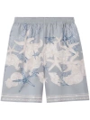 Versace Relaxed Fit Shorts With Seashell Print In Gray
