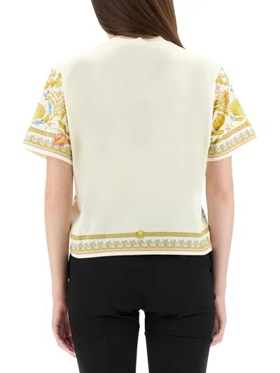 Versace Underwater Baroque Cropped T-shirt In White