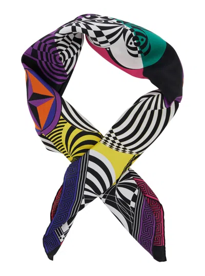 Versace Multicolour Theater Print Silk Scarf In Multicolor