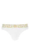 Versace White Swim Briefs With Greca Border And Medusa Motif In A81h