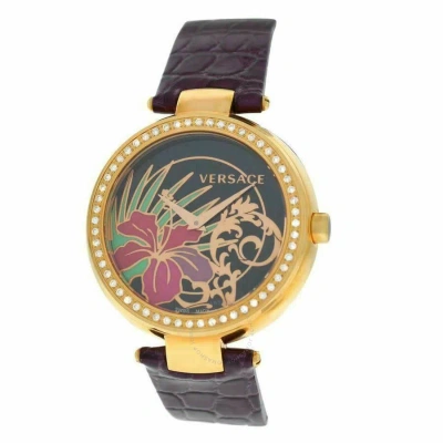 Versace Mystique Hibiscus Quartz Diamond Black Dial Ladies Watch I9q81d9hi S702 In Yellow