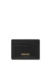 Versace Tag Logo Card Holder In Black