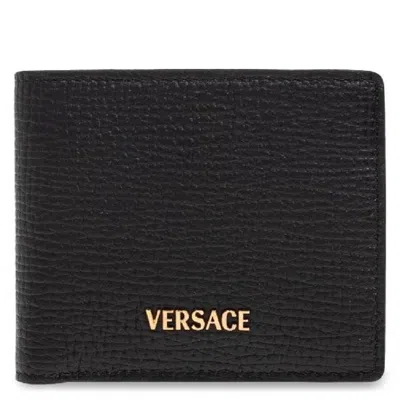 Versace Myth Leather Bi-fold Wallet In Black