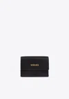 Versace Myth Leather Tri-fold Wallet In Black