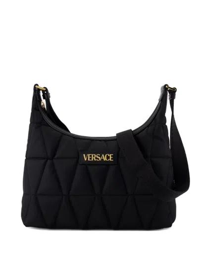 Versace Myth Quilted Shoulder Bag In Black
