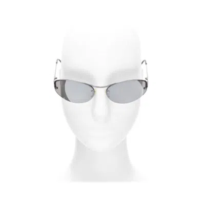 Pre-owned Versace N17 89m/247 Greca Leg Grey Lens Futuristic Oval Sunglasses In Gray
